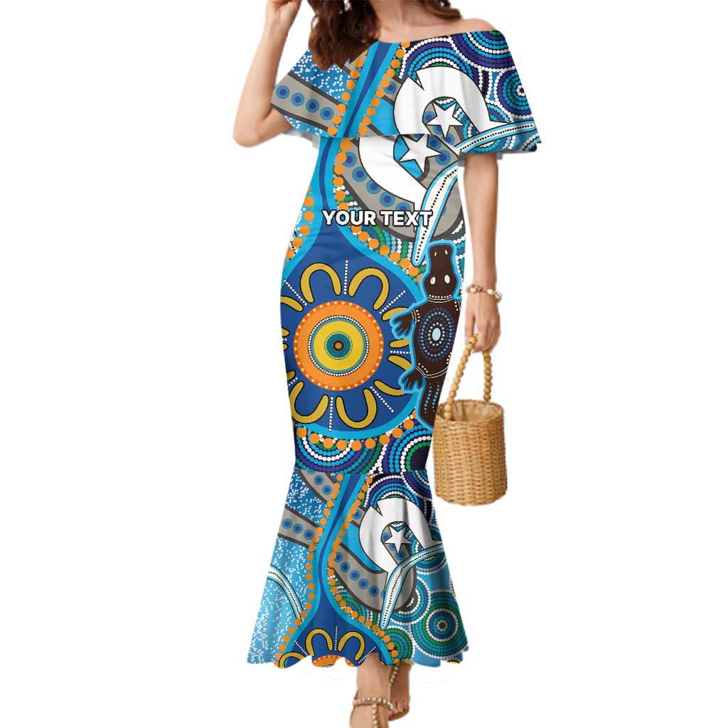 Personalised Aboriginal Platypus Family Matching Mermaid Dress and Hawaiian Shirt Torres Strait Islander Dhari Indigenous Dot Art