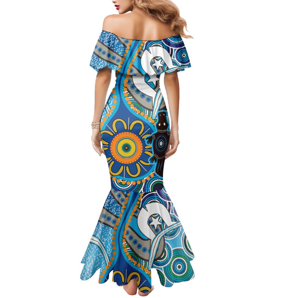 Personalised Aboriginal Platypus Family Matching Mermaid Dress and Hawaiian Shirt Torres Strait Islander Dhari Indigenous Dot Art