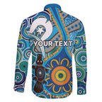 Personalised Aboriginal Platypus Family Matching Off The Shoulder Long Sleeve Dress and Hawaiian Shirt Torres Strait Islander Dhari Indigenous Dot Art