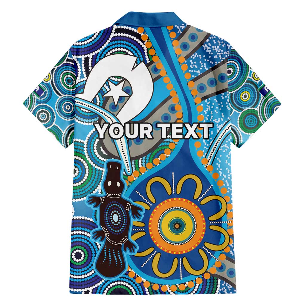 Personalised Aboriginal Platypus Family Matching Off Shoulder Short Dress and Hawaiian Shirt Torres Strait Islander Dhari Indigenous Dot Art
