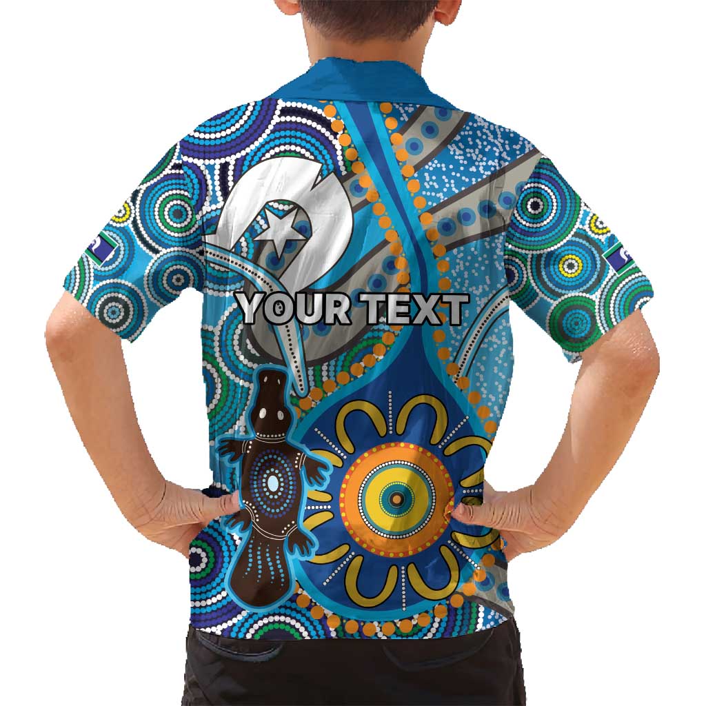 Personalised Aboriginal Platypus Family Matching Puletasi and Hawaiian Shirt Torres Strait Islander Dhari Indigenous Dot Art