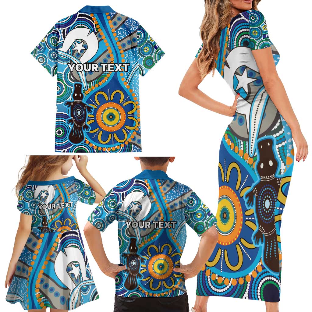 Personalised Aboriginal Platypus Family Matching Short Sleeve Bodycon Dress and Hawaiian Shirt Torres Strait Islander Dhari Indigenous Dot Art