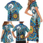 Personalised Aboriginal Platypus Family Matching Short Sleeve Bodycon Dress and Hawaiian Shirt Torres Strait Islander Dhari Indigenous Dot Art
