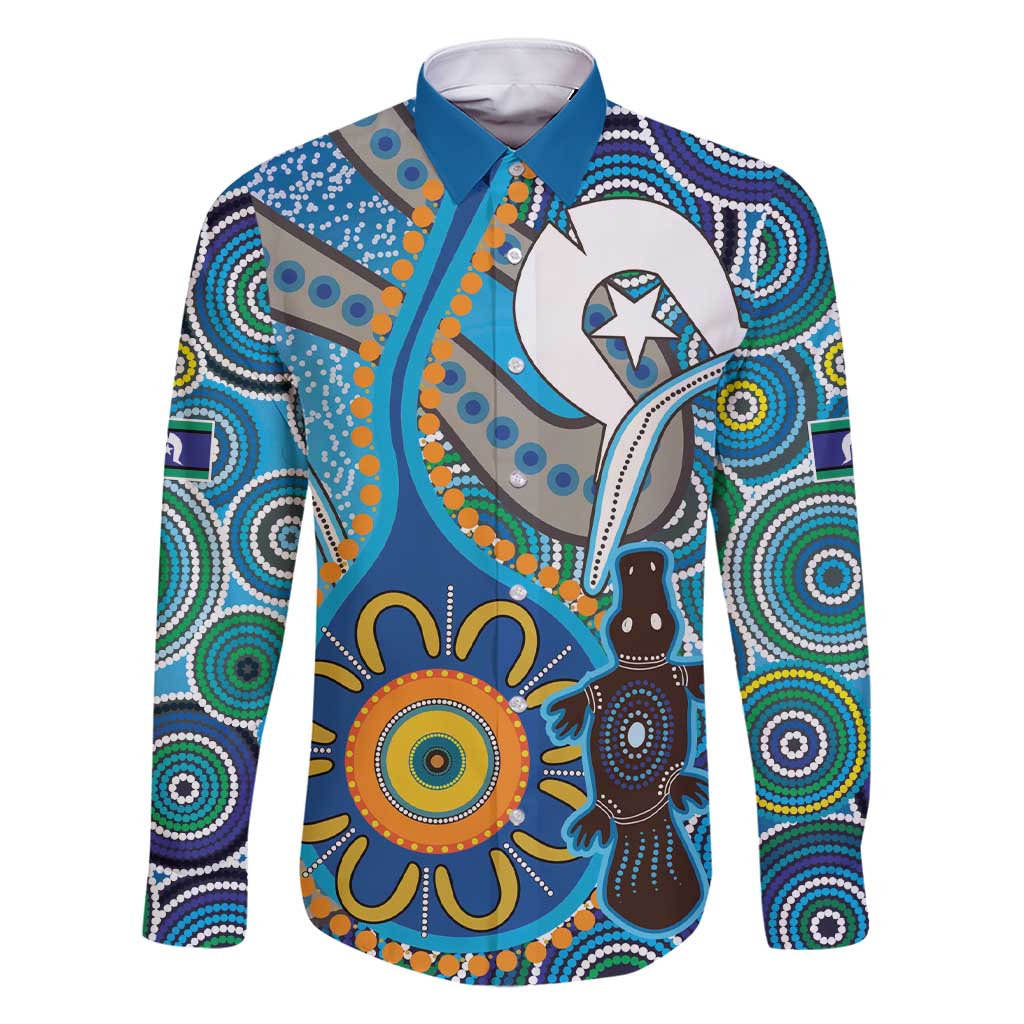 Personalised Aboriginal Platypus Family Matching Short Sleeve Bodycon Dress and Hawaiian Shirt Torres Strait Islander Dhari Indigenous Dot Art