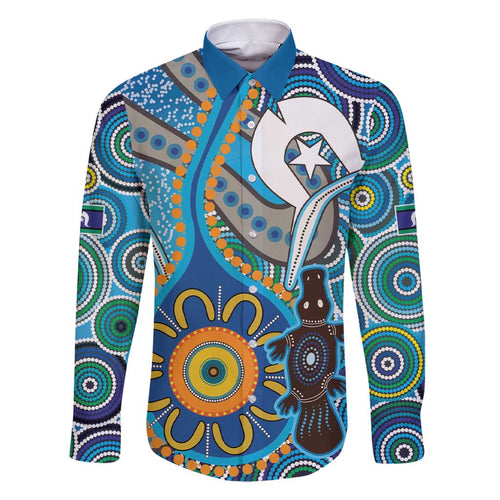 Personalised Aboriginal Platypus Family Matching Short Sleeve Bodycon Dress and Hawaiian Shirt Torres Strait Islander Dhari Indigenous Dot Art