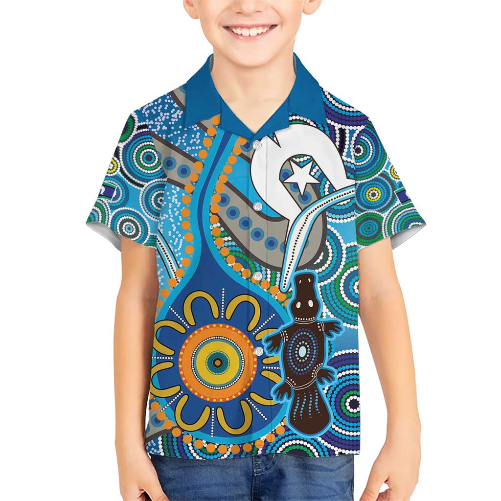 Personalised Aboriginal Platypus Family Matching Short Sleeve Bodycon Dress and Hawaiian Shirt Torres Strait Islander Dhari Indigenous Dot Art