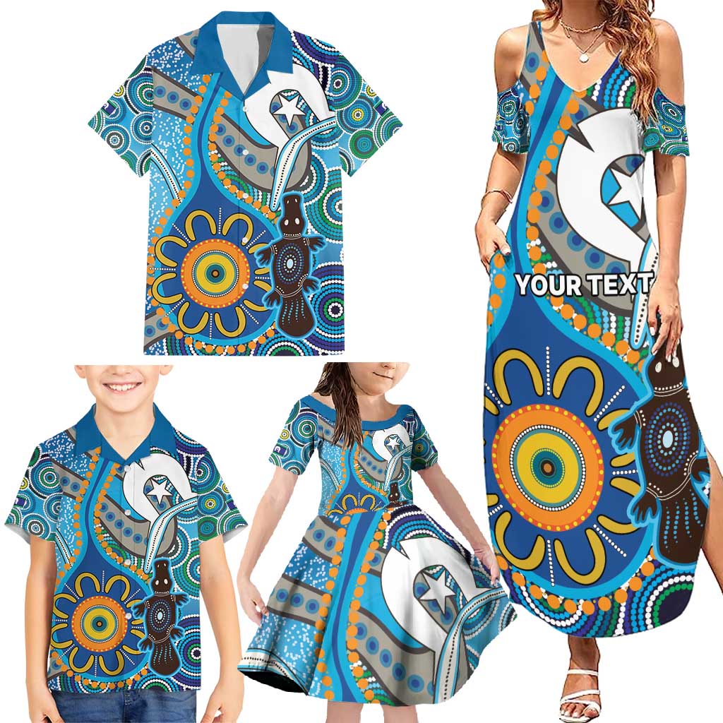 Personalised Aboriginal Platypus Family Matching Summer Maxi Dress and Hawaiian Shirt Torres Strait Islander Dhari Indigenous Dot Art