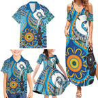 Personalised Aboriginal Platypus Family Matching Summer Maxi Dress and Hawaiian Shirt Torres Strait Islander Dhari Indigenous Dot Art