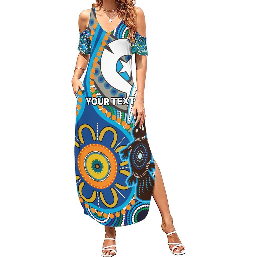 Personalised Aboriginal Platypus Family Matching Summer Maxi Dress and Hawaiian Shirt Torres Strait Islander Dhari Indigenous Dot Art