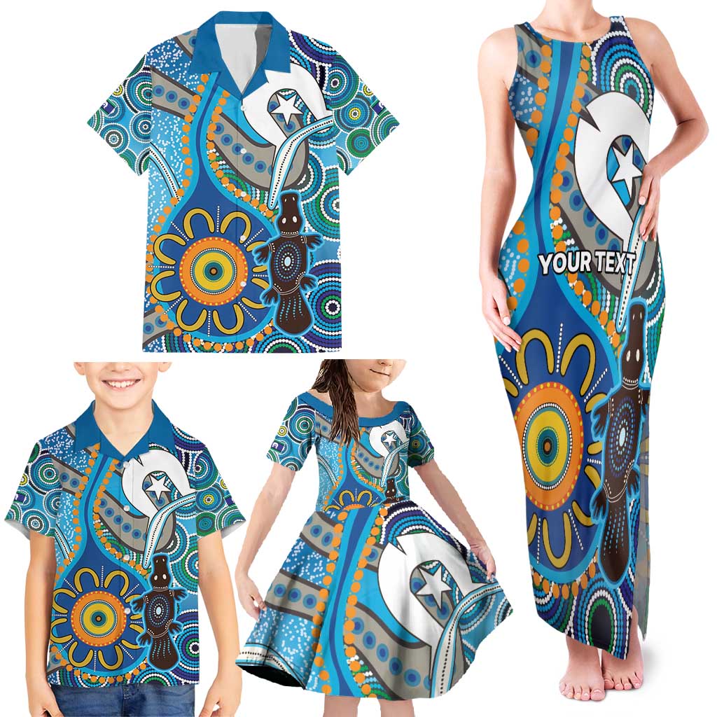 Personalised Aboriginal Platypus Family Matching Tank Maxi Dress and Hawaiian Shirt Torres Strait Islander Dhari Indigenous Dot Art