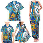 Personalised Aboriginal Platypus Family Matching Tank Maxi Dress and Hawaiian Shirt Torres Strait Islander Dhari Indigenous Dot Art