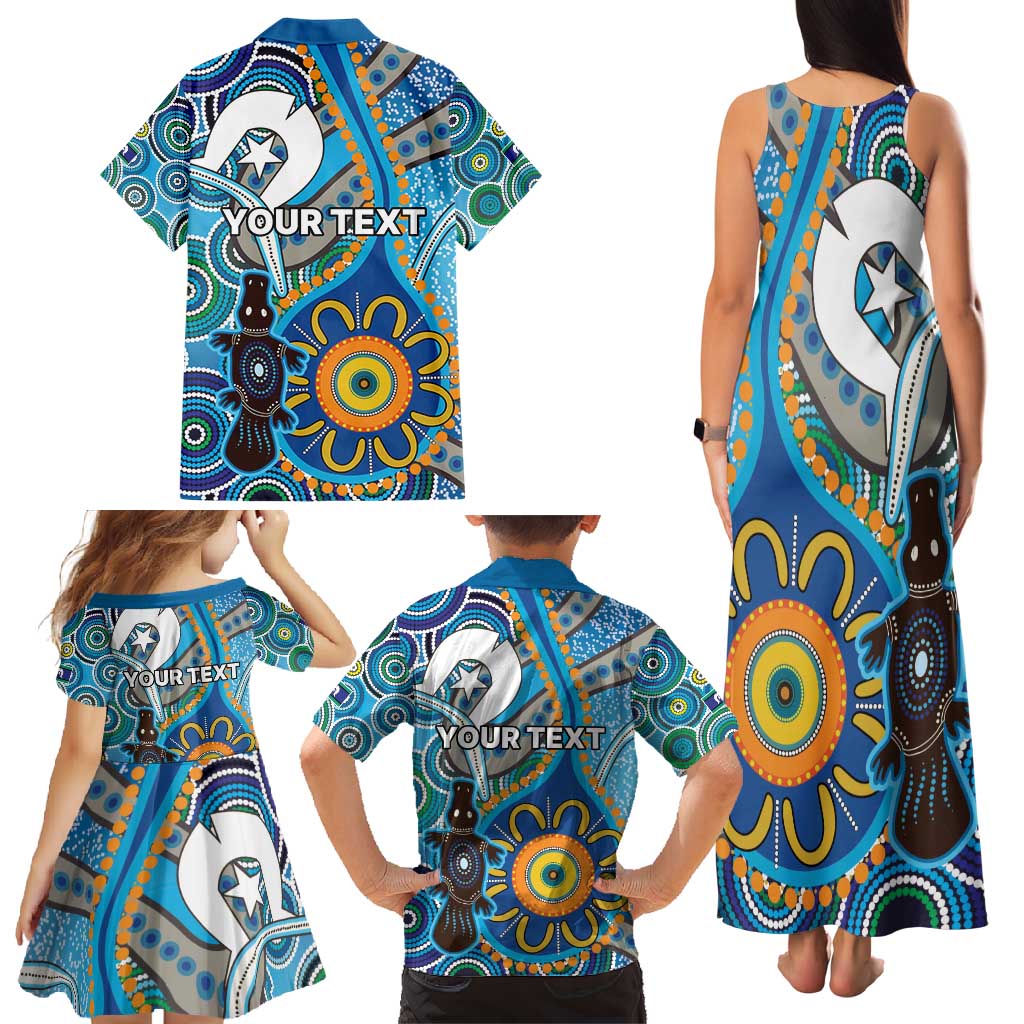 Personalised Aboriginal Platypus Family Matching Tank Maxi Dress and Hawaiian Shirt Torres Strait Islander Dhari Indigenous Dot Art