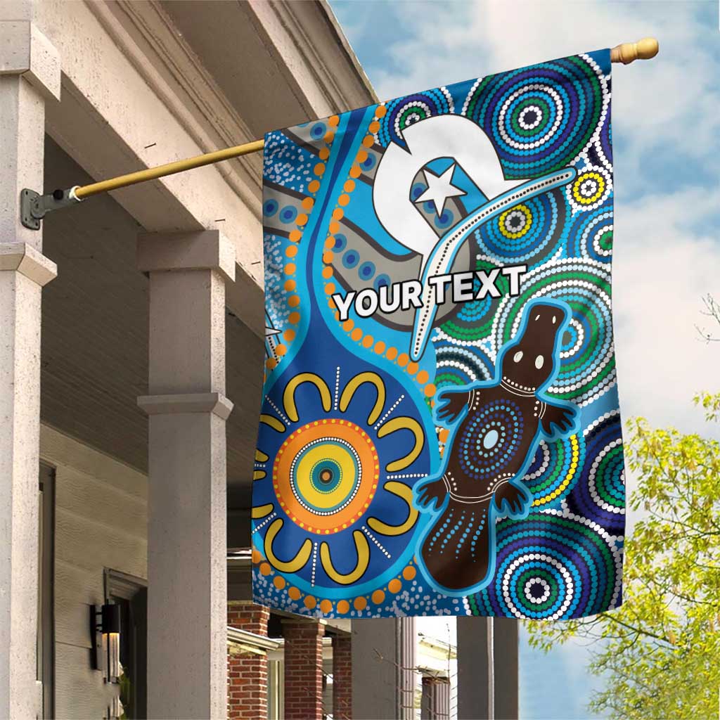 Personalised Aboriginal Platypus Garden Flag Torres Strait Islander Dhari Indigenous Dot Art