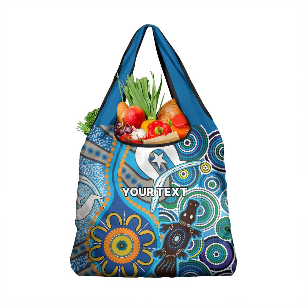 Personalised Aboriginal Platypus Grocery Bag Torres Strait Islander Dhari Indigenous Dot Art