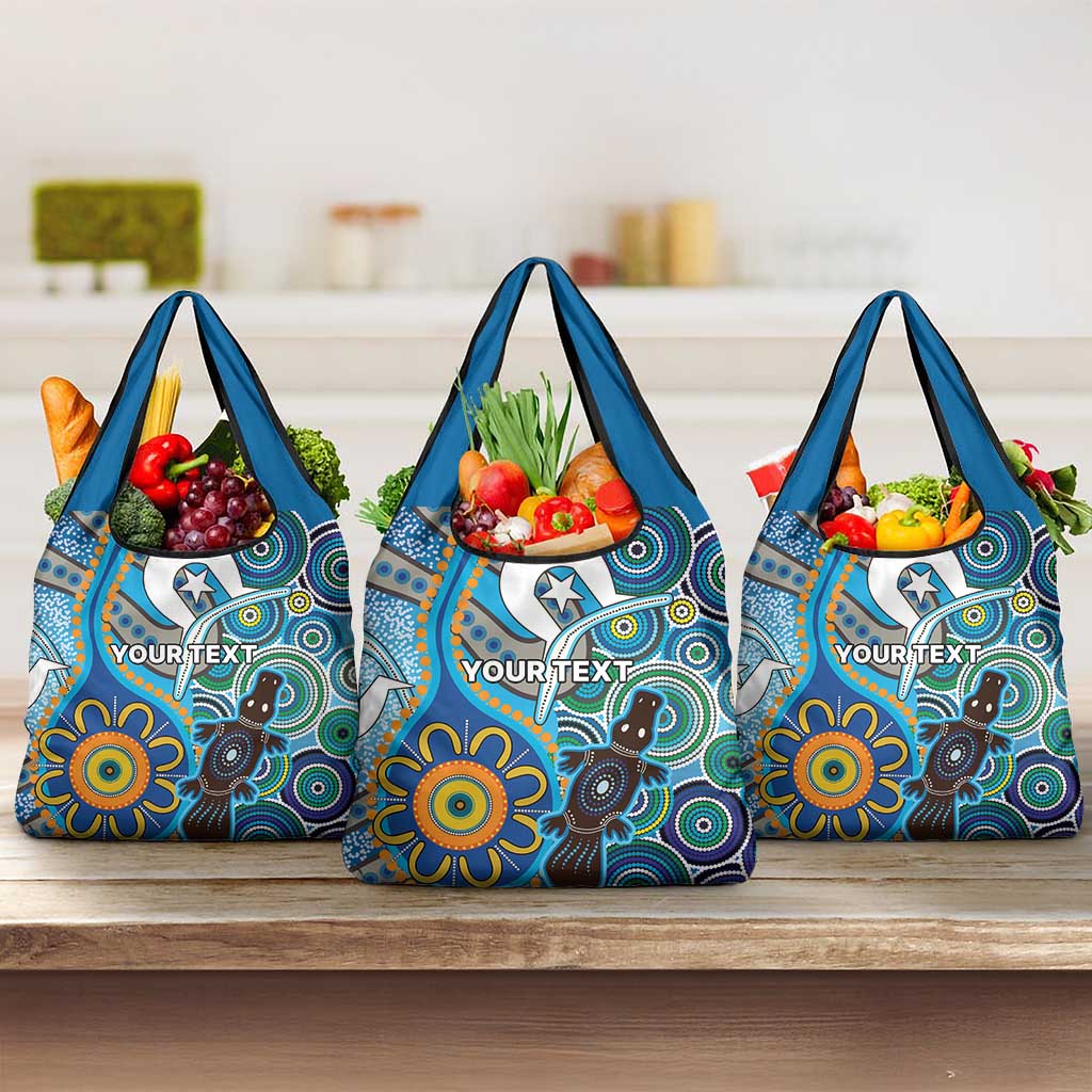 Personalised Aboriginal Platypus Grocery Bag Torres Strait Islander Dhari Indigenous Dot Art