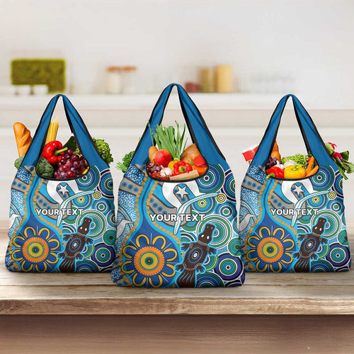 Personalised Aboriginal Platypus Grocery Bag Torres Strait Islander Dhari Indigenous Dot Art