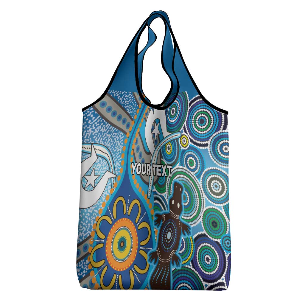 Personalised Aboriginal Platypus Grocery Bag Torres Strait Islander Dhari Indigenous Dot Art