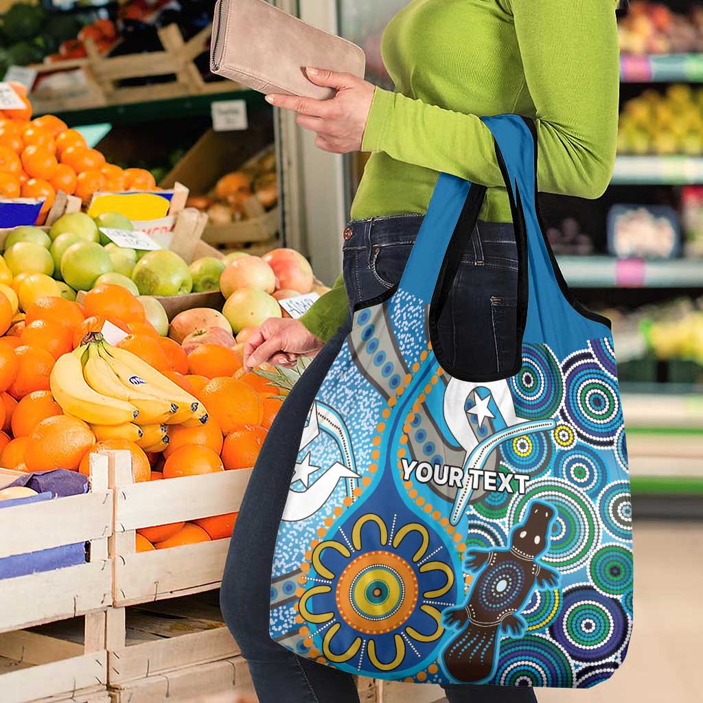 Personalised Aboriginal Platypus Grocery Bag Torres Strait Islander Dhari Indigenous Dot Art