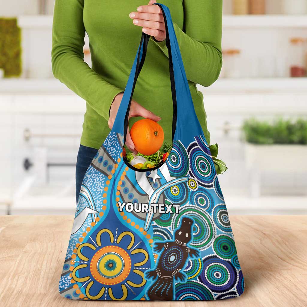 Personalised Aboriginal Platypus Grocery Bag Torres Strait Islander Dhari Indigenous Dot Art