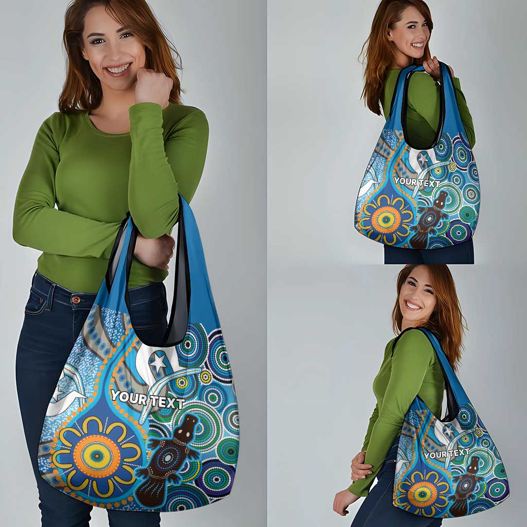 Personalised Aboriginal Platypus Grocery Bag Torres Strait Islander Dhari Indigenous Dot Art