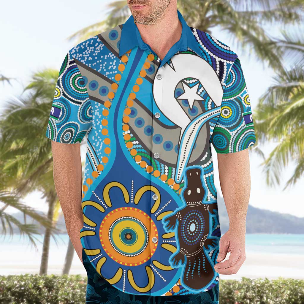 Personalised Aboriginal Platypus Hawaiian Shirt Torres Strait Islander Dhari Indigenous Dot Art