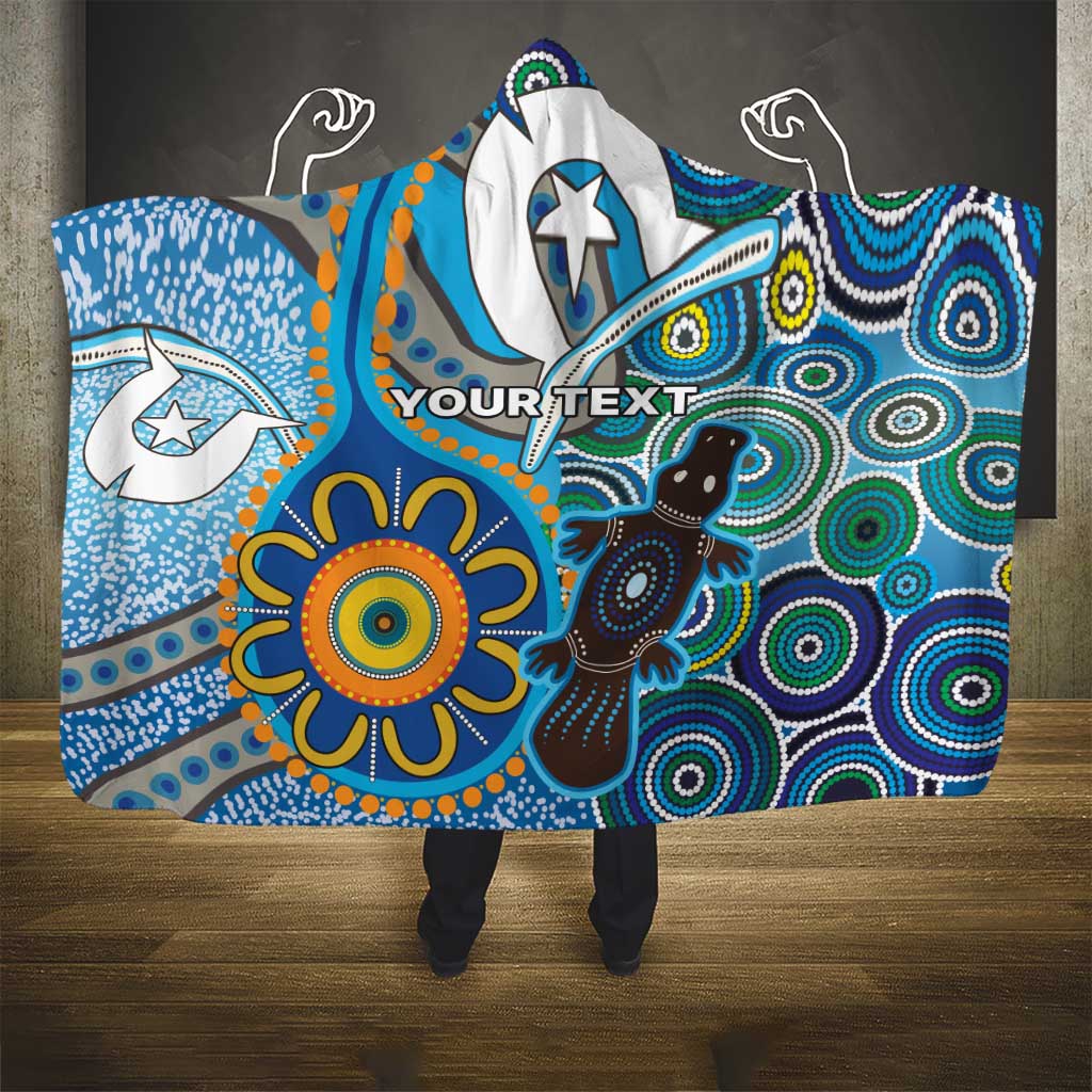 Personalised Aboriginal Platypus Hooded Blanket Torres Strait Islander Dhari Indigenous Dot Art