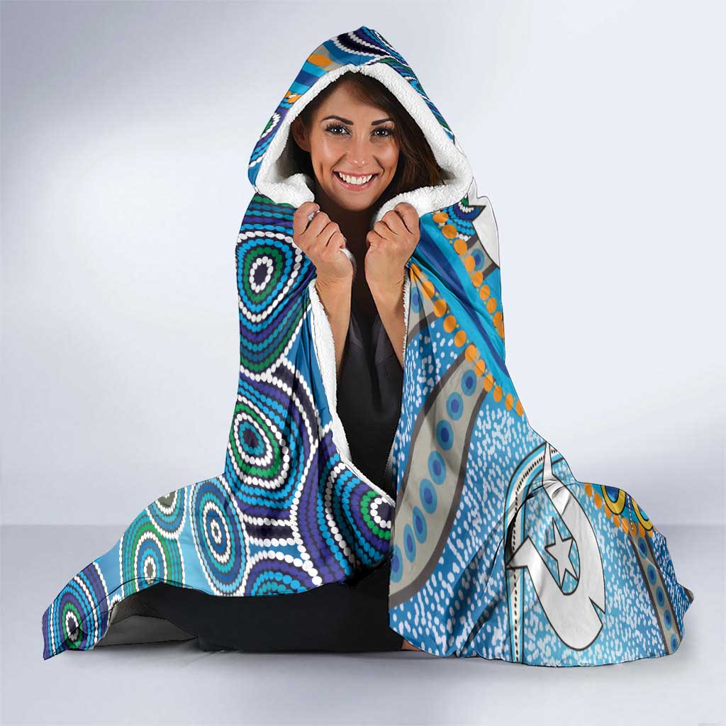 Personalised Aboriginal Platypus Hooded Blanket Torres Strait Islander Dhari Indigenous Dot Art