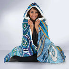 Personalised Aboriginal Platypus Hooded Blanket Torres Strait Islander Dhari Indigenous Dot Art