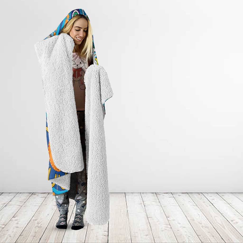 Personalised Aboriginal Platypus Hooded Blanket Torres Strait Islander Dhari Indigenous Dot Art