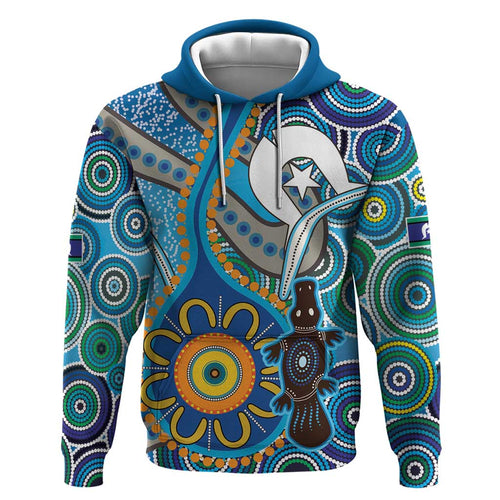 Personalised Aboriginal Platypus Hoodie Torres Strait Islander Dhari Indigenous Dot Art