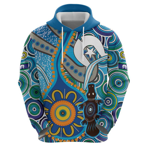 Personalised Aboriginal Platypus Hoodie Torres Strait Islander Dhari Indigenous Dot Art