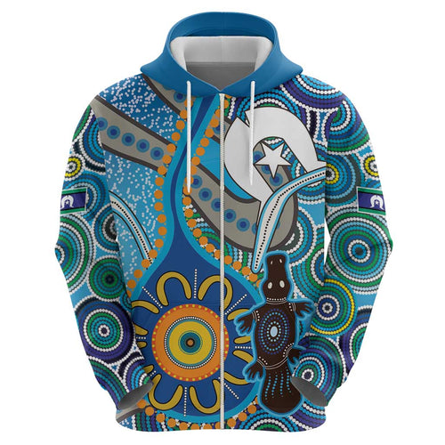 Personalised Aboriginal Platypus Hoodie Torres Strait Islander Dhari Indigenous Dot Art