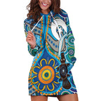 Personalised Aboriginal Platypus Hoodie Dress Torres Strait Islander Dhari Indigenous Dot Art