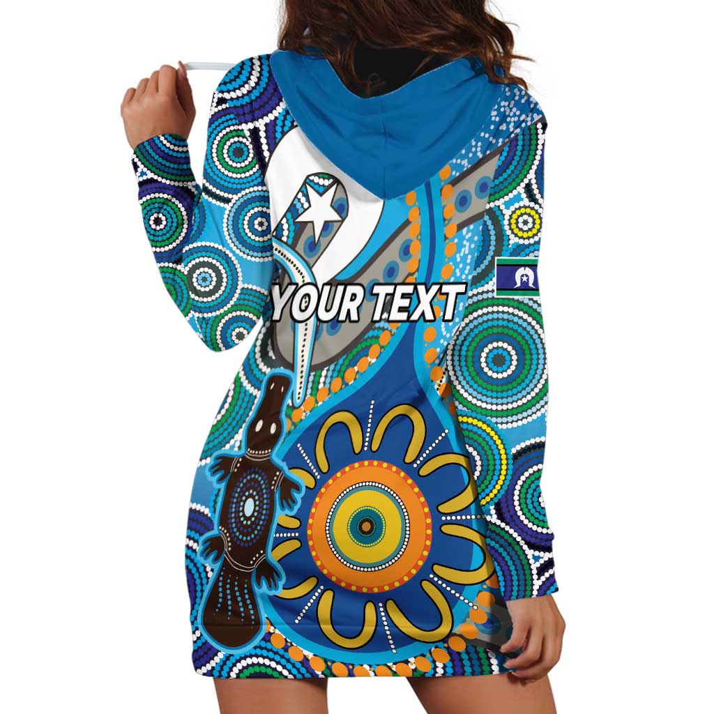 Personalised Aboriginal Platypus Hoodie Dress Torres Strait Islander Dhari Indigenous Dot Art