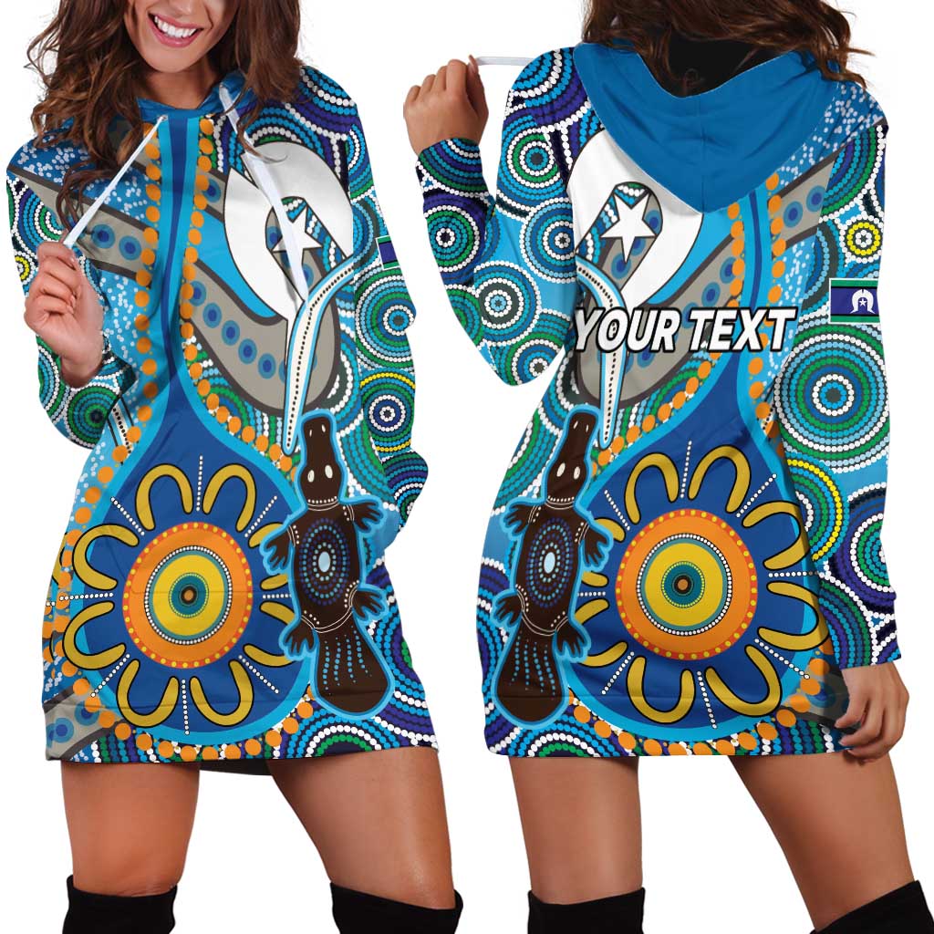 Personalised Aboriginal Platypus Hoodie Dress Torres Strait Islander Dhari Indigenous Dot Art