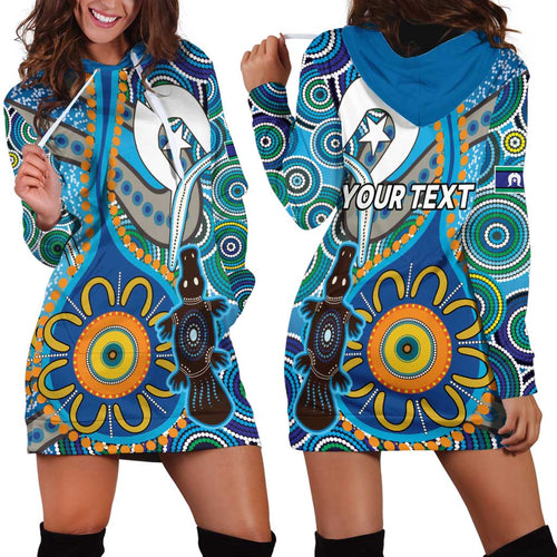Personalised Aboriginal Platypus Hoodie Dress Torres Strait Islander Dhari Indigenous Dot Art