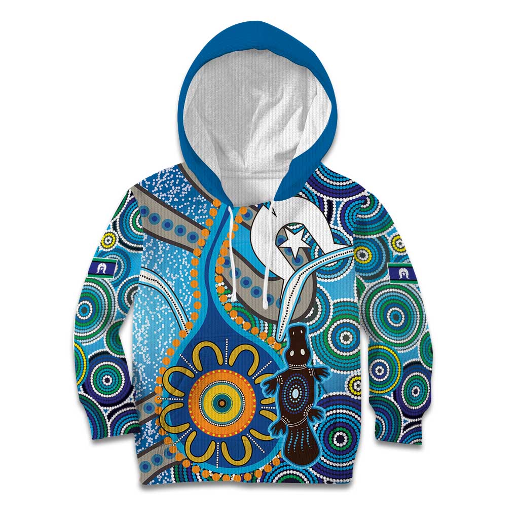 Personalised Aboriginal Platypus Kid Hoodie Torres Strait Islander Dhari Indigenous Dot Art