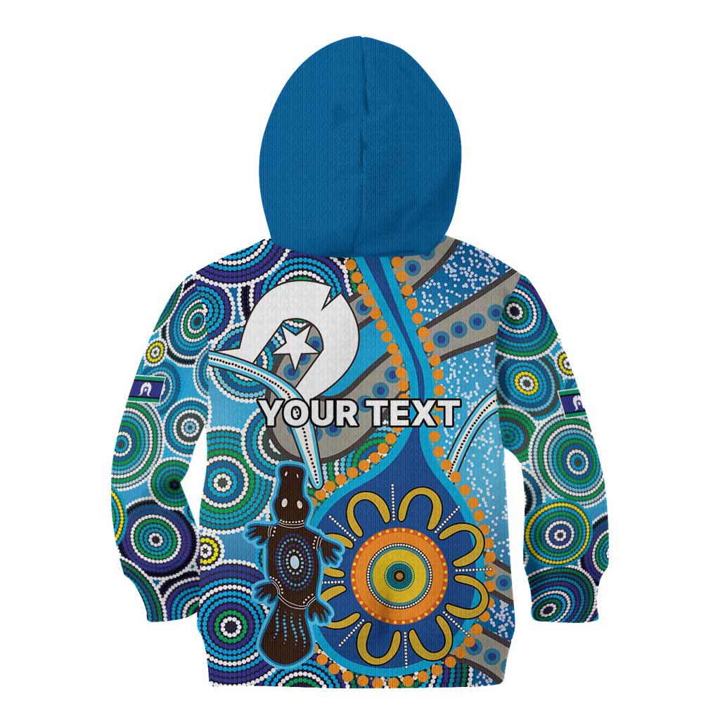 Personalised Aboriginal Platypus Kid Hoodie Torres Strait Islander Dhari Indigenous Dot Art
