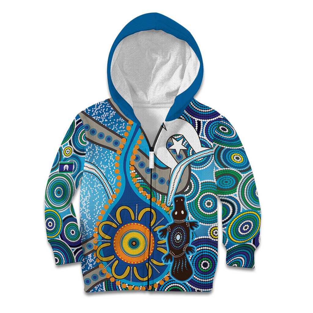 Personalised Aboriginal Platypus Kid Hoodie Torres Strait Islander Dhari Indigenous Dot Art