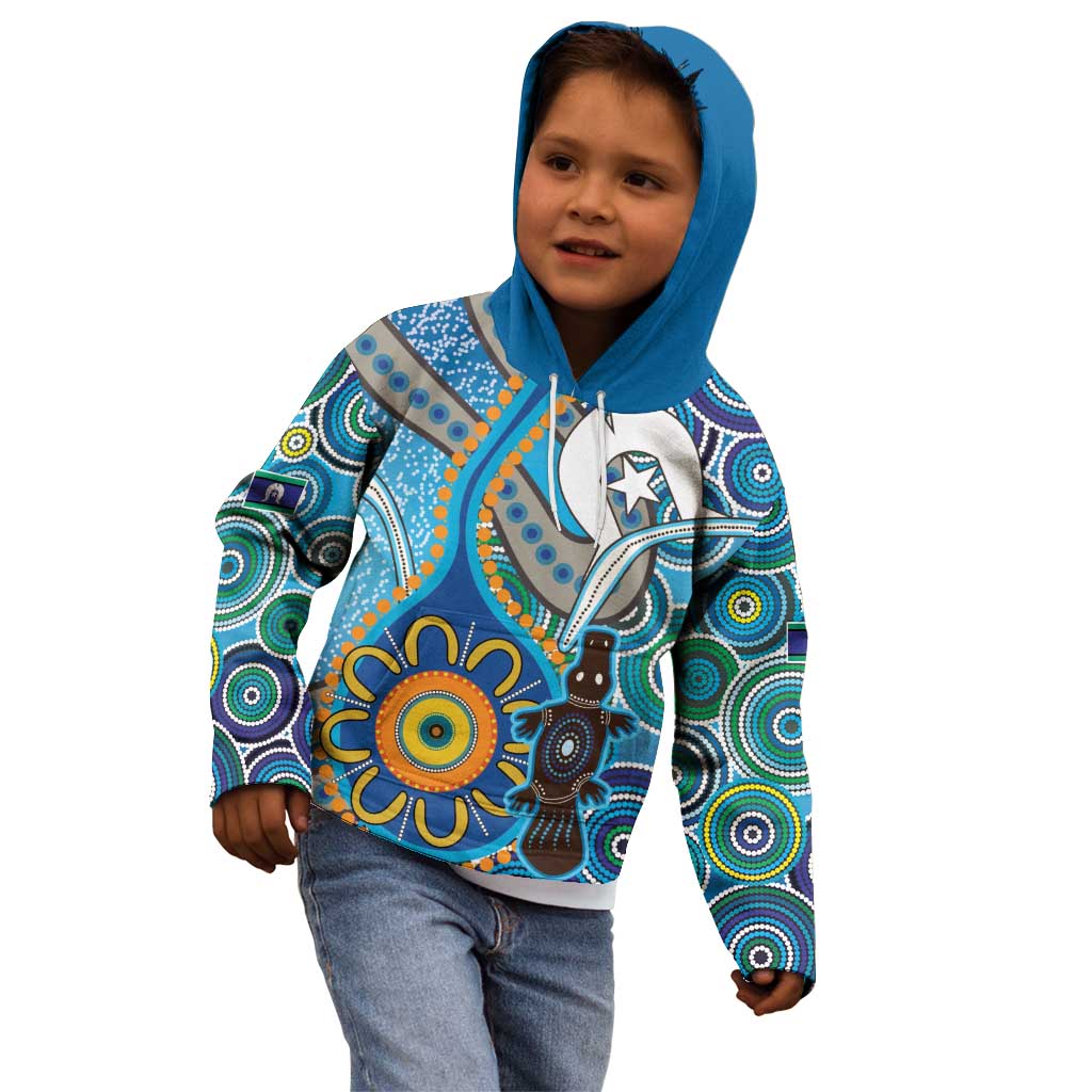 Personalised Aboriginal Platypus Kid Hoodie Torres Strait Islander Dhari Indigenous Dot Art
