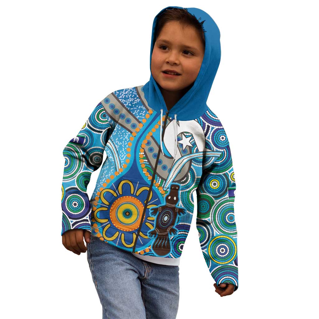 Personalised Aboriginal Platypus Kid Hoodie Torres Strait Islander Dhari Indigenous Dot Art