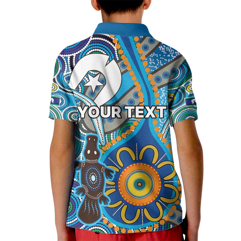 Personalised Aboriginal Platypus Kid Polo Shirt Torres Strait Islander Dhari Indigenous Dot Art