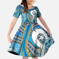 Personalised Aboriginal Platypus Kid Short Sleeve Dress Torres Strait Islander Dhari Indigenous Dot Art