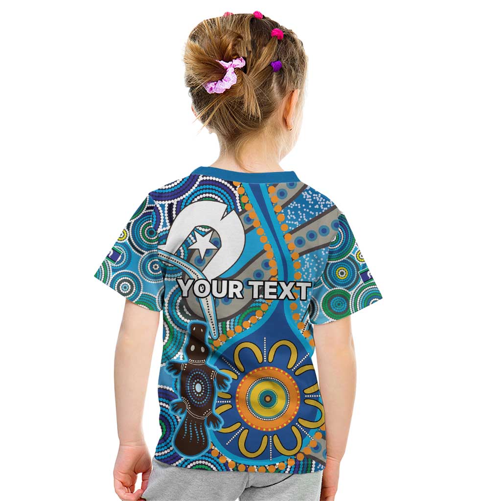 Personalised Aboriginal Platypus Kid T Shirt Torres Strait Islander Dhari Indigenous Dot Art
