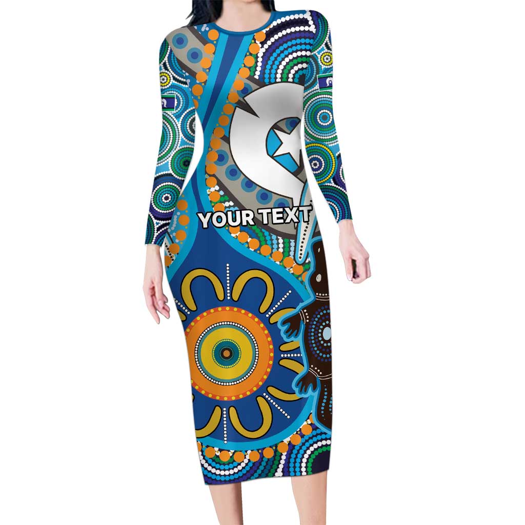 Personalised Aboriginal Platypus Long Sleeve Bodycon Dress Torres Strait Islander Dhari Indigenous Dot Art