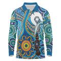 Personalised Aboriginal Platypus Long Sleeve Polo Shirt Torres Strait Islander Dhari Indigenous Dot Art