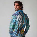 Personalised Aboriginal Platypus Long Sleeve Polo Shirt Torres Strait Islander Dhari Indigenous Dot Art