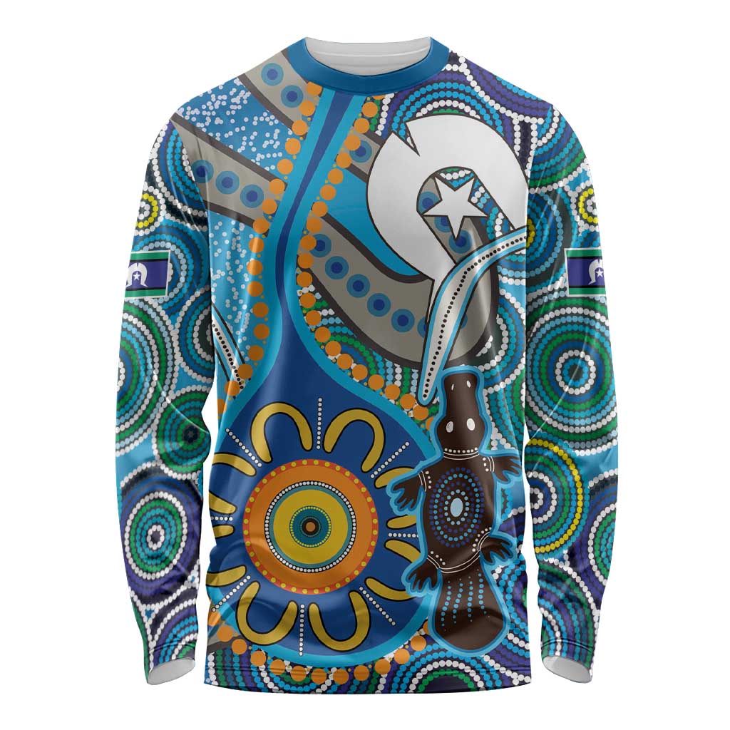 Personalised Aboriginal Platypus Long Sleeve Shirt Torres Strait Islander Dhari Indigenous Dot Art