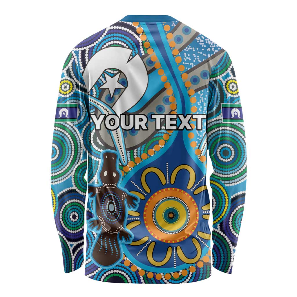 Personalised Aboriginal Platypus Long Sleeve Shirt Torres Strait Islander Dhari Indigenous Dot Art