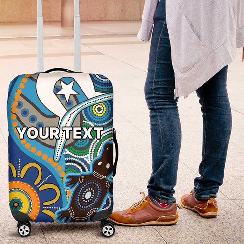 Personalised Aboriginal Platypus Luggage Cover Torres Strait Islander Dhari Indigenous Dot Art